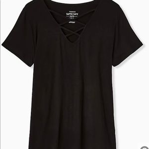 Torrid Lattice Front v-neck tee